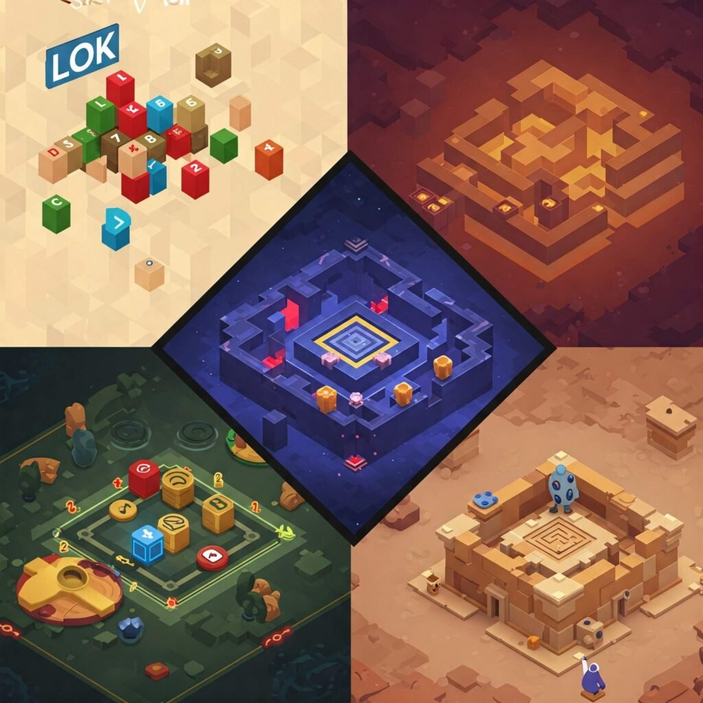 Puzzle game interfaces collage