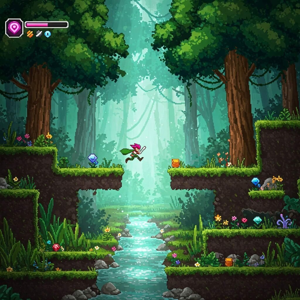 Pixel-Art Forest Scene