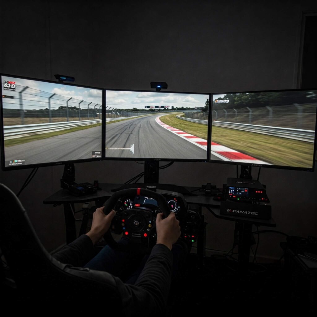 iRacing cockpit with Nürburgring track.