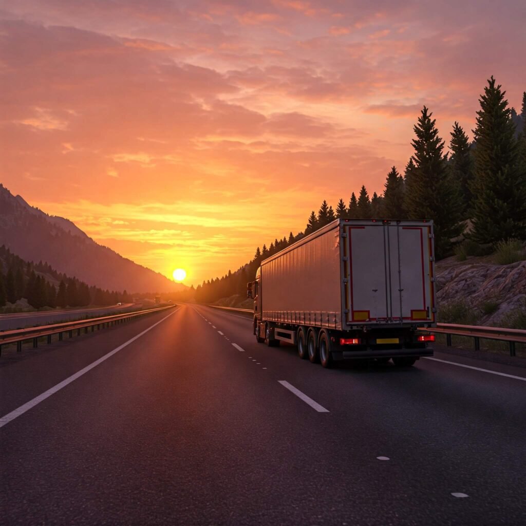 Truck simulator scenic highway drive
