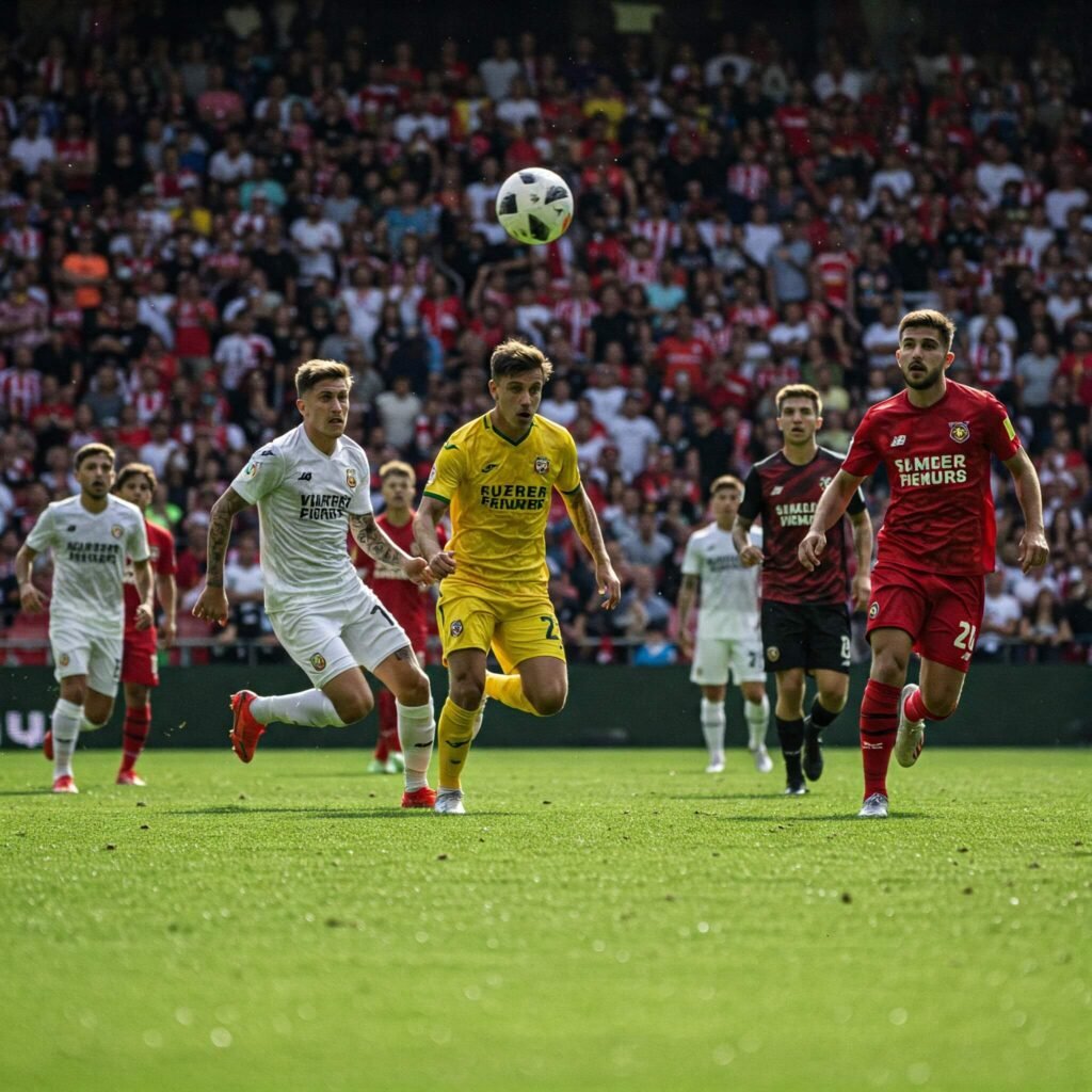 Virtual soccer match in action