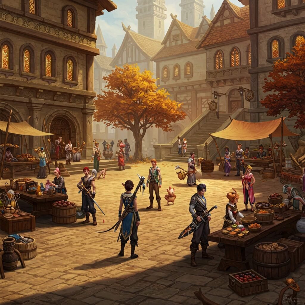 MMORPG players in epic raid.