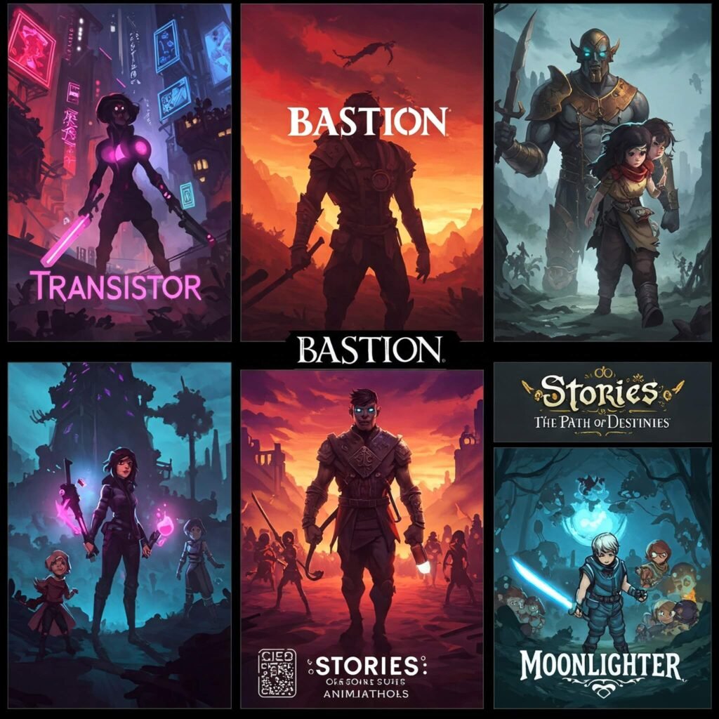 Collage of action RPG game art