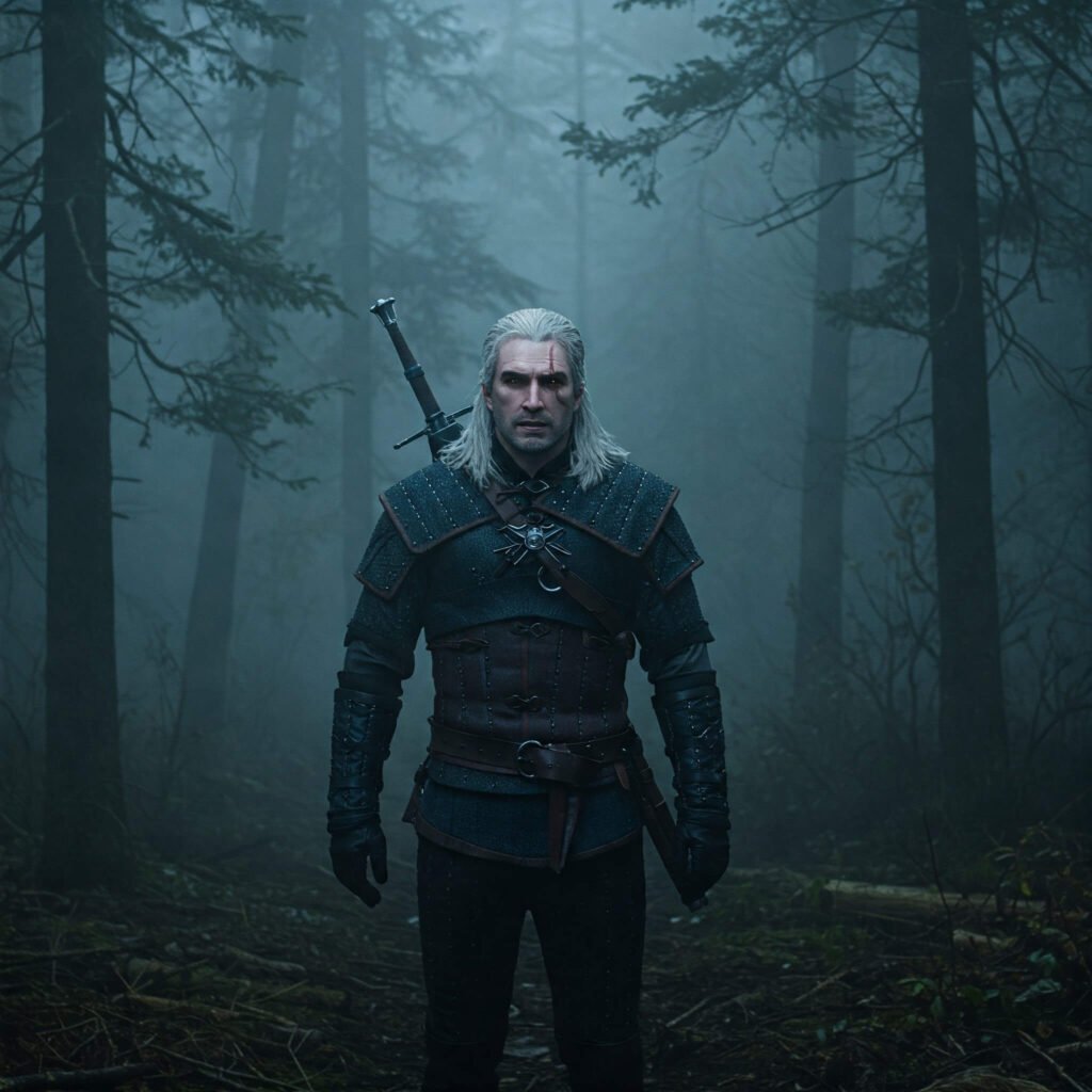 Geralt in misty forest dialogue
