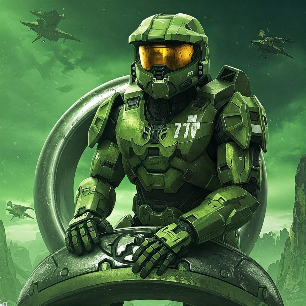 Cinematic Master Chief on a Halo ring