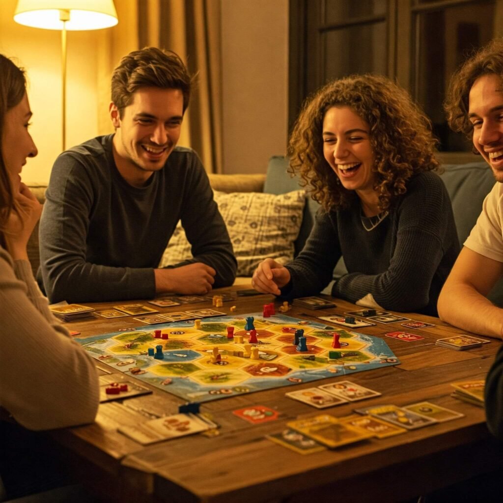 lively scene of friends playing a board game