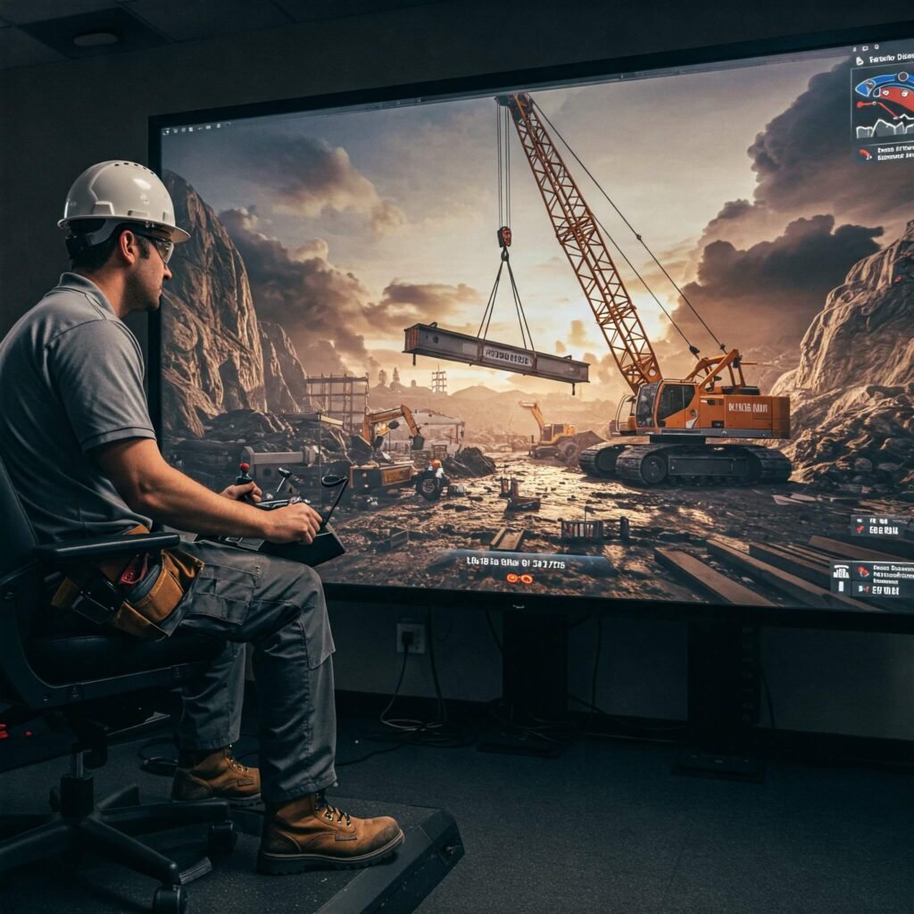 Heavy machinery simulator training