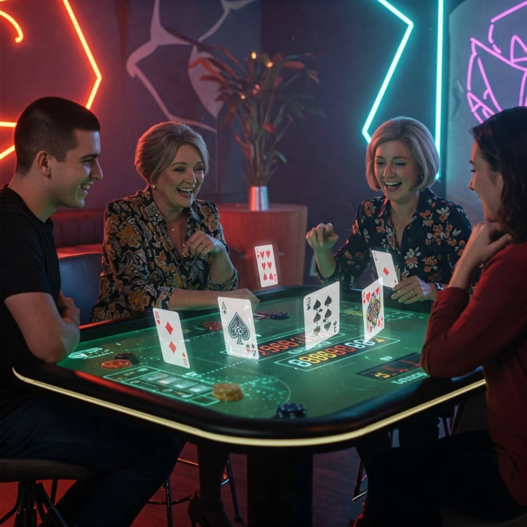 Spades game with digital cards and a score tracker