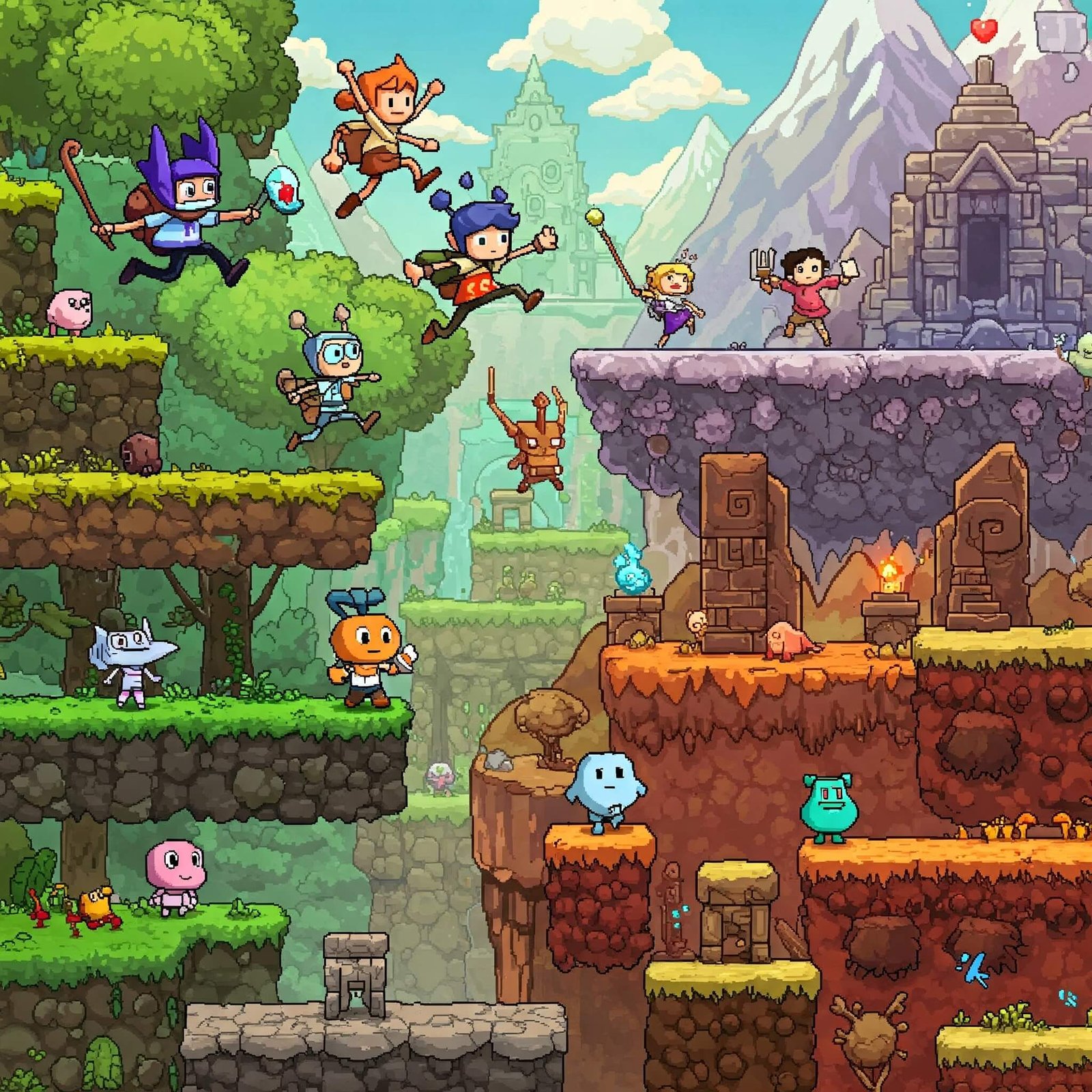 collage of characters from Kaze, Yoku, The Messenger, A Short Hike