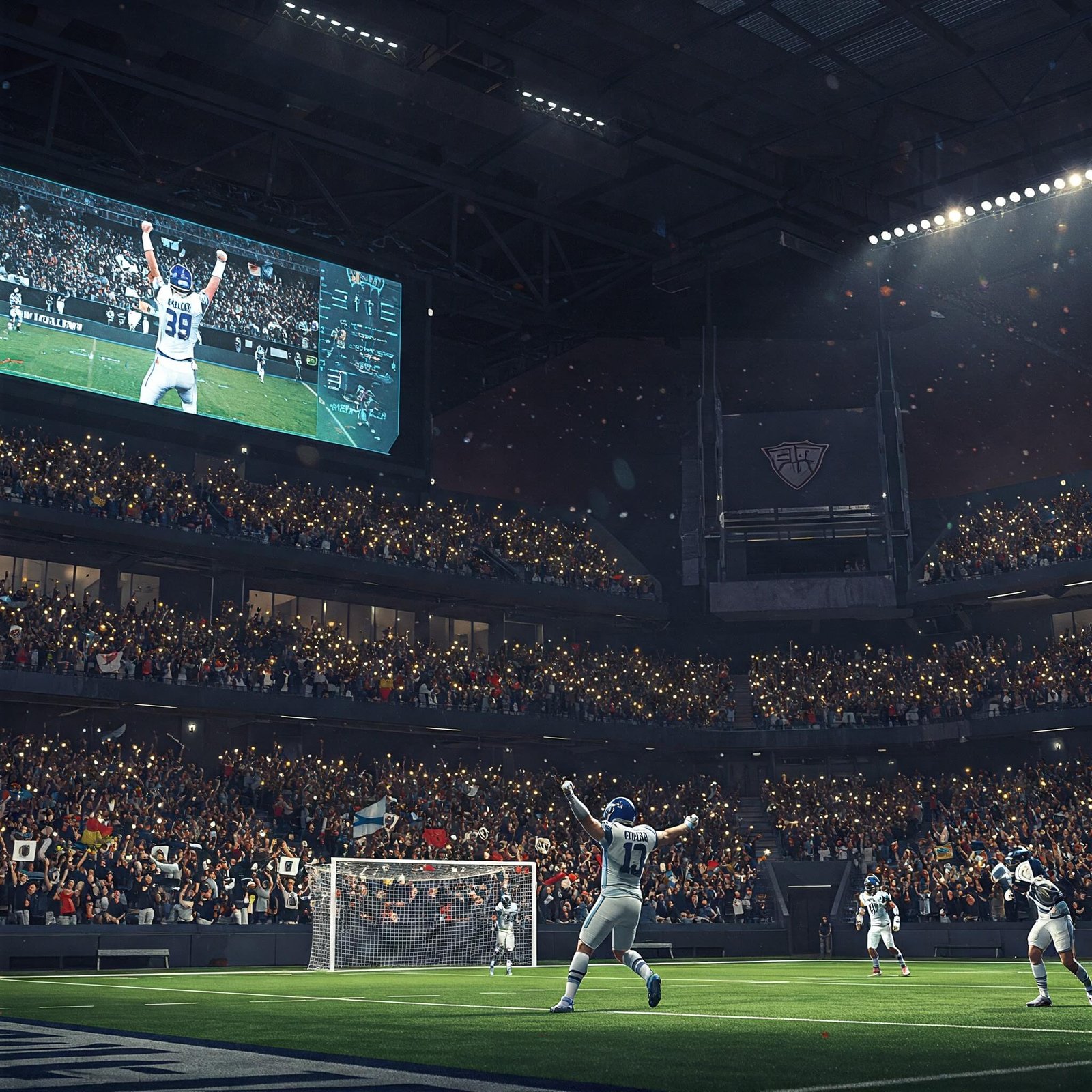 Virtual football stadium celebration