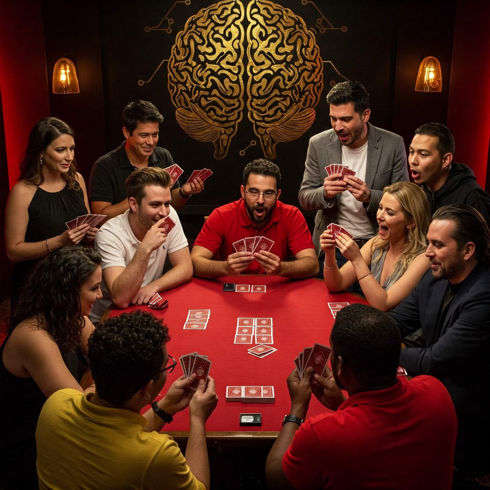 a diverse group playing cards