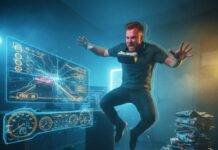 From Fun to Frustrating: Ranking the Most Realistic Vehicle Sims Gamer ragequit with glitchy virtual race car dashboard and crumpled magazines.